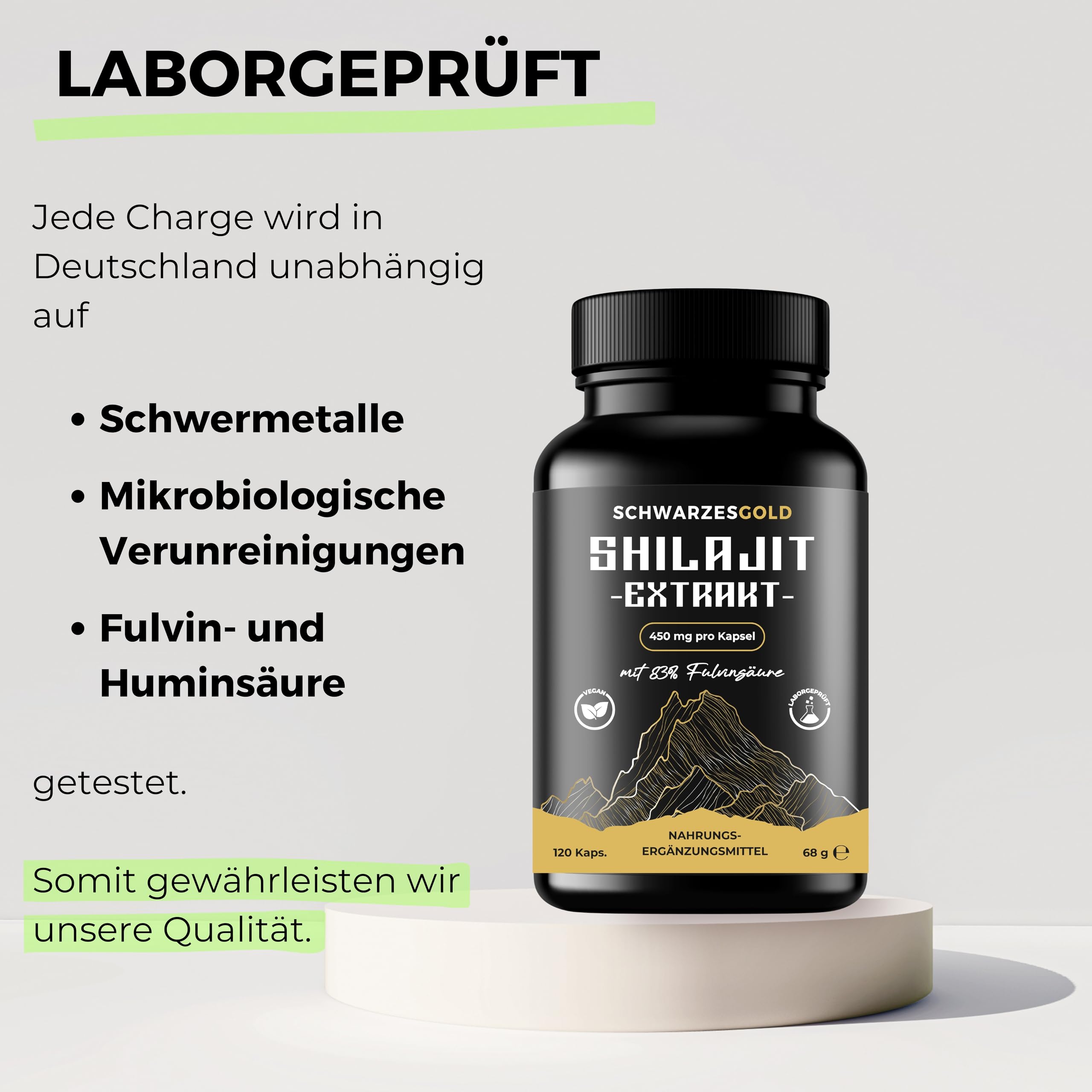 Himalaya Original Shilajit Kapseln Hochdosiert - 10:1 Extrakt - 83% Fulvinsäure | Abgefüllt und Laborgeprüft in DE | 120 Kapseln - 900mg Mumijo Tagesdosis | Vegan & ohne Zusätze