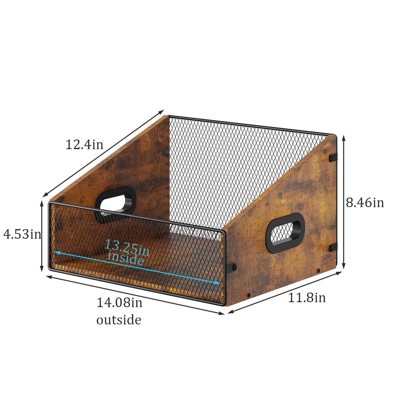 Vinile Record Storage Holder Trapezoidale LP Record Crate Album Mensola Desktop Organizer Porta Dischi Box per Libri File Foto, Rustico Marrone