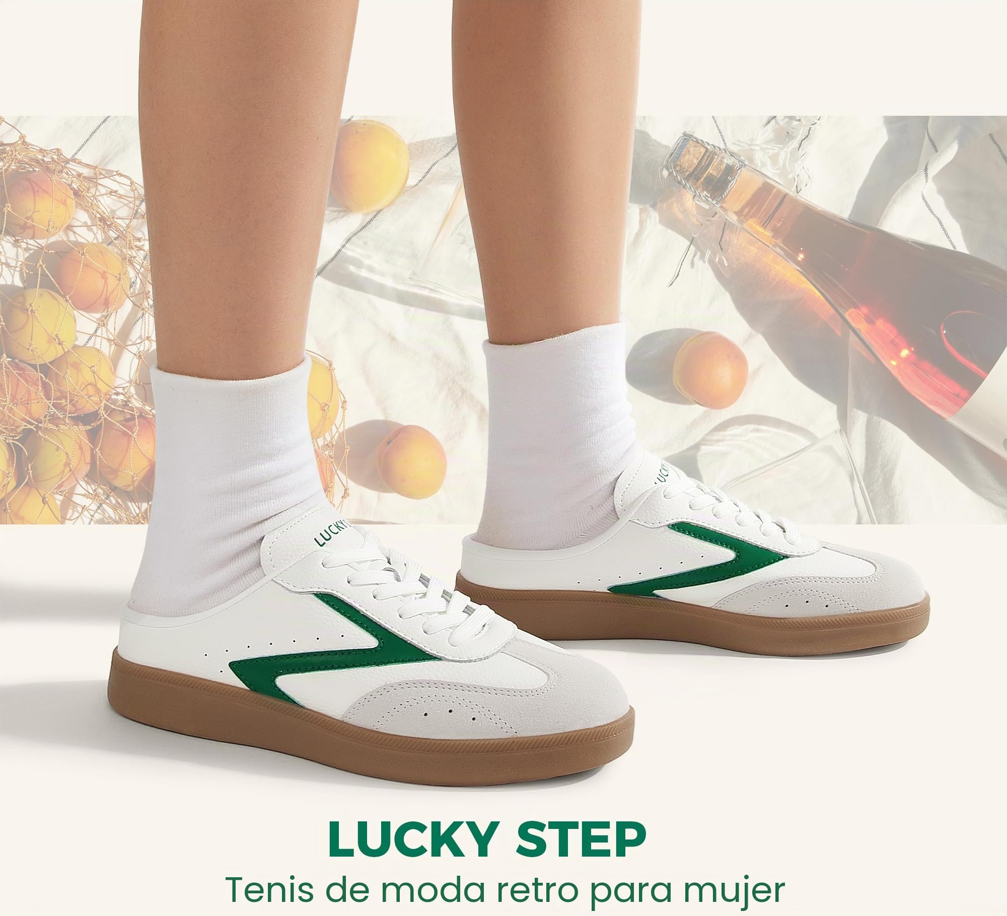 LUCKY STEP Zapatillas Mujer Tipo Mula Sin Talón, Deslizantes, Cómodas para Invierno y Casual, Estilo Retro