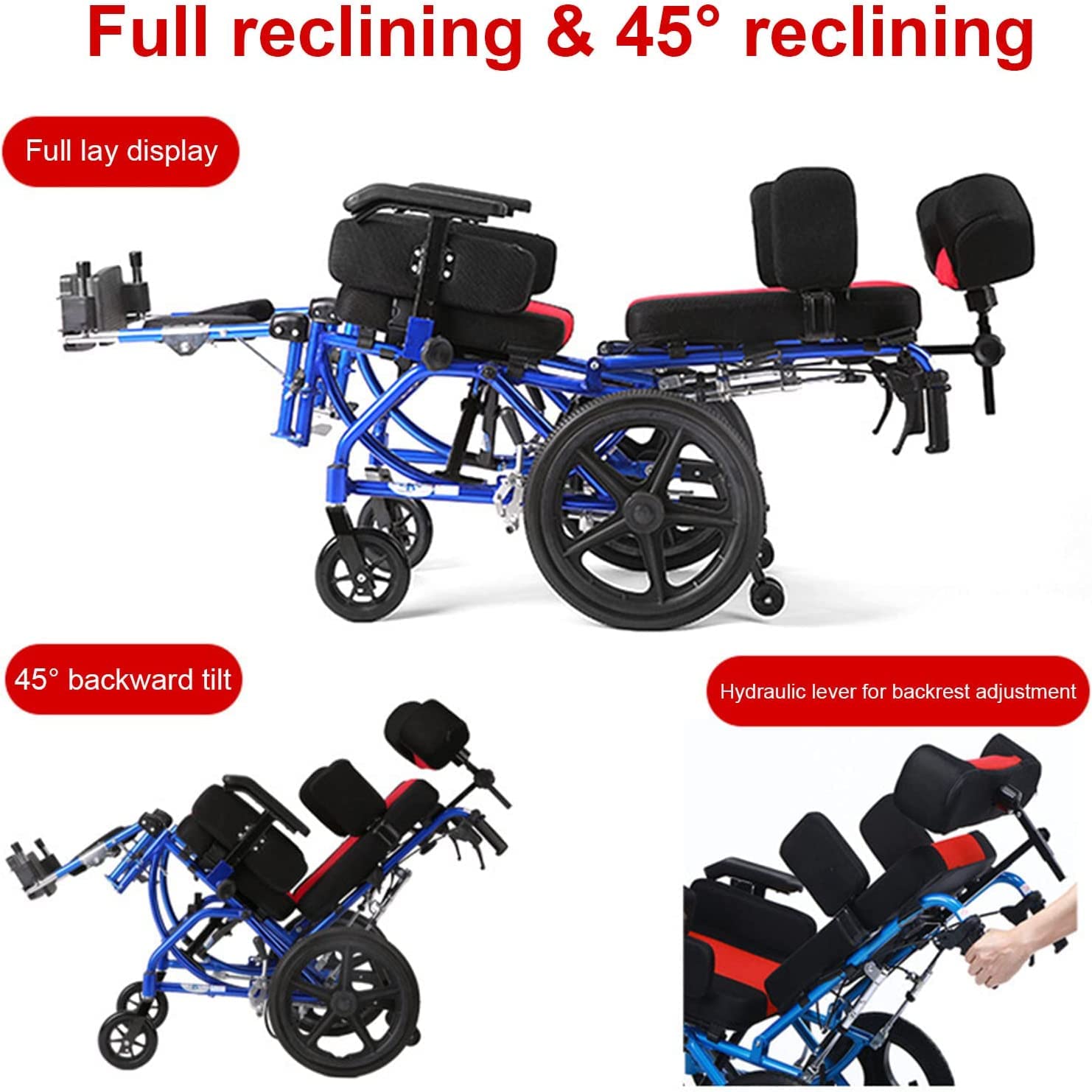 Silla de Ruedas Respalto Silla de Ruedas Reclinable para Adulto/Niño Silla de Ruedas Manual Plegable Ajustable Ultraligera para Discapacitados con Ruedas Traseras Antivuelco Silla de Tránsi