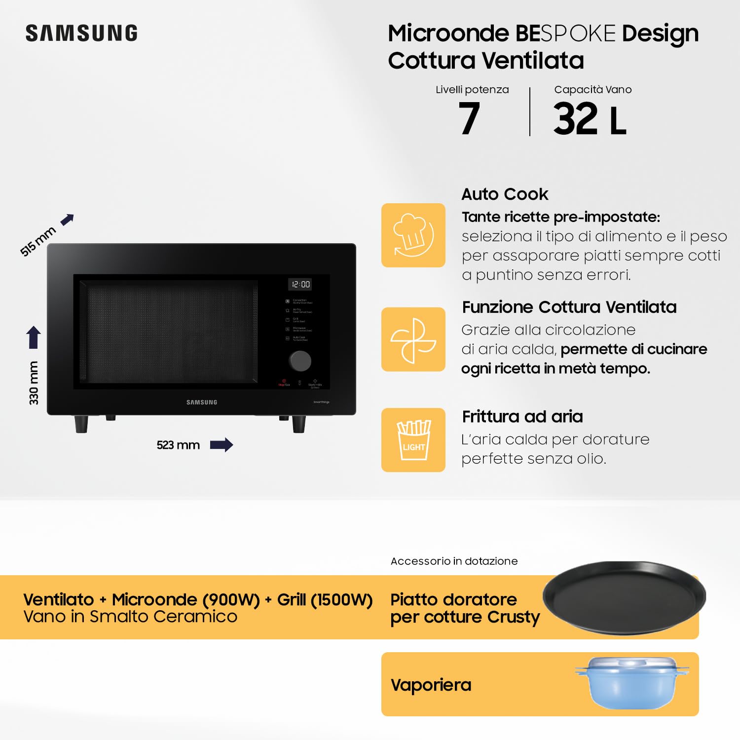 SAMSUNG - Microondas Convecção MC32DG7646KKE1