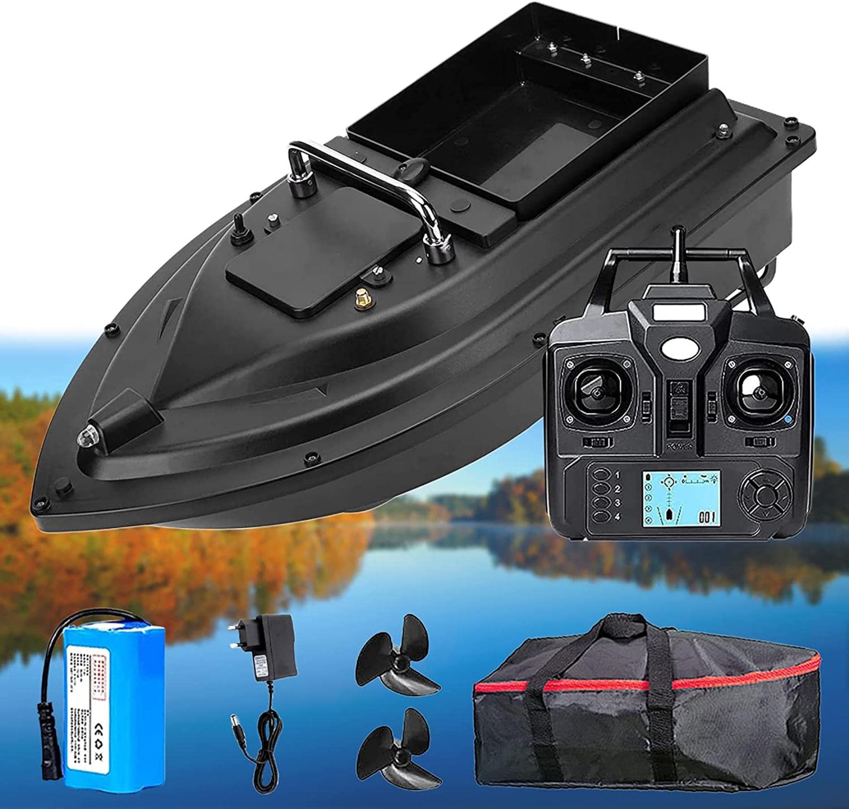 Barca Radiocomandata da Pesca, Barca Esca da Pesca, Barchino Carpfishing con GPS per Appassionati di Pesca e Piscicoltori, Carico 2 kg, Batteria 5200/9600mAh