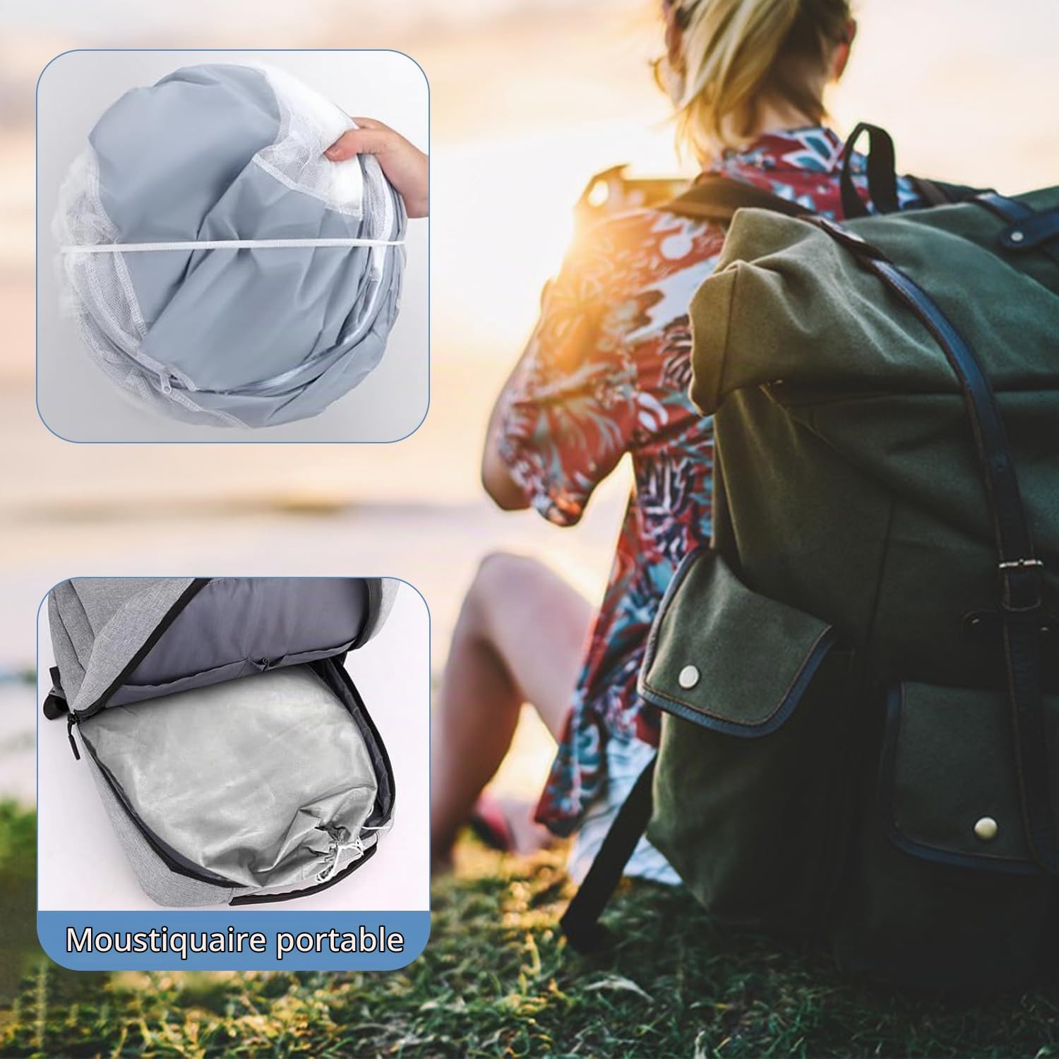 Moustiquaire pliable pour lit simple, ultra-légère et portable, à ouverture automatique avec fermeture éclair, maille fine, facile à assembler pour la maison, le dortoir étudiant, l'extérieur et les