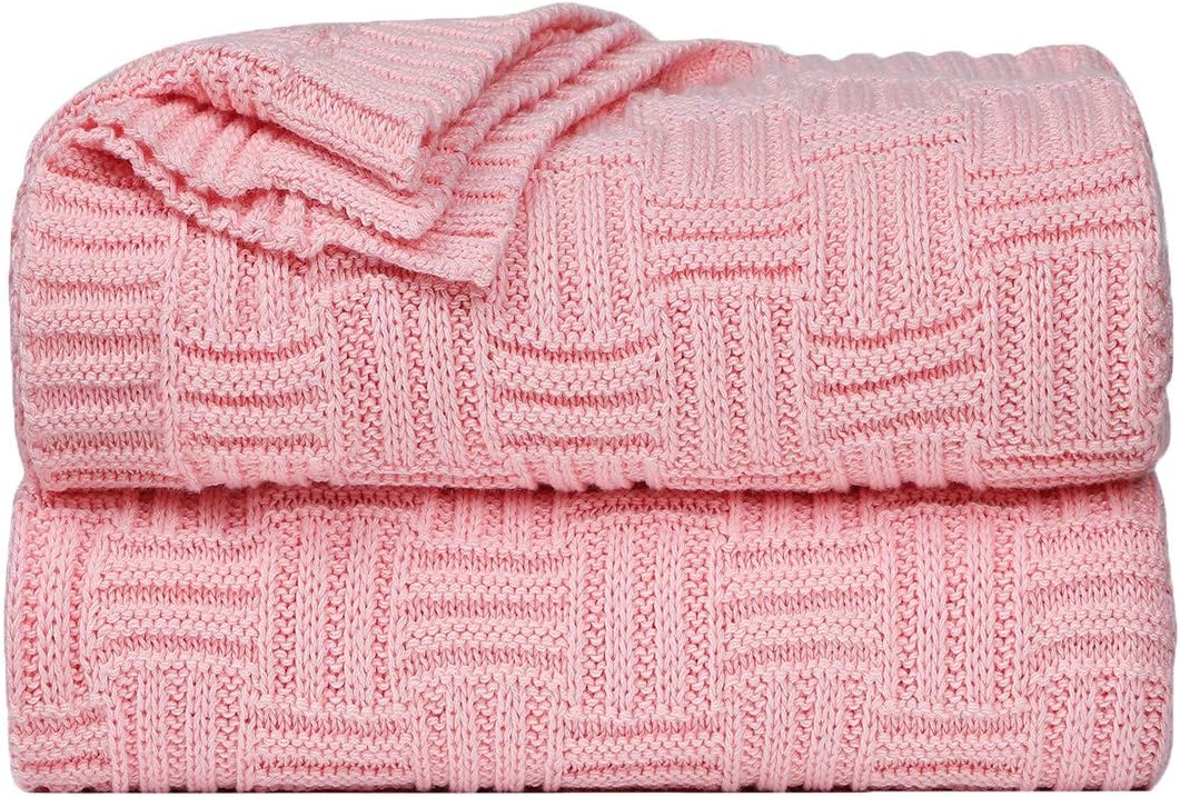 uxcell 100 Cotton Cable Knit Throw Blanket,Soft