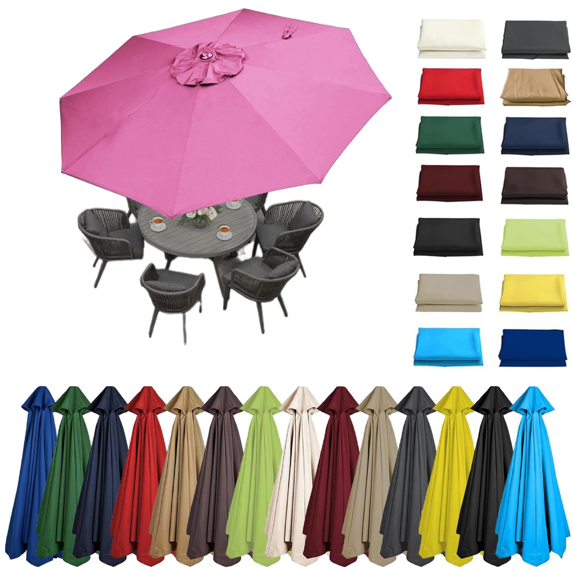 2m-3.5m 6/8 Arms Replacement Parasol Canopy, Umbrella Replacement Fabric, Garden Umbrella Covers Waterproof, Replacement Parasol Fabric Standby Cover, Outdoor Patio Umbrella Replacement Canopy