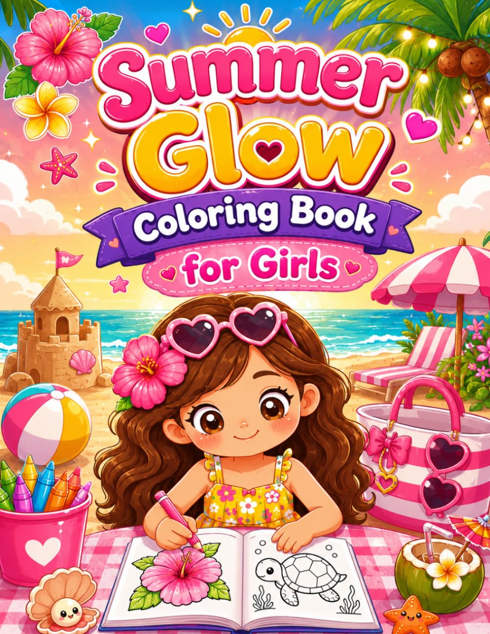 Summer Glow Coloring Book for Girls: Cute and Calm Coloring Pages for Teens Who Love Sunshine, Summer Vibes, and Creative Fun