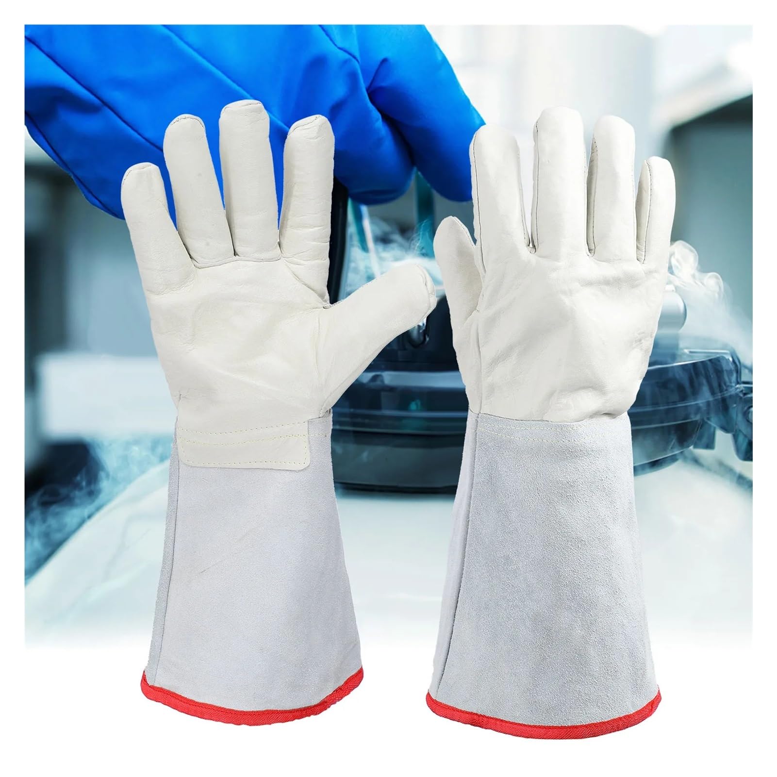 1 par de guantes de protección for trabajo criogénico de 40 cm de largo for tratamiento con nitrógeno líquido GNL