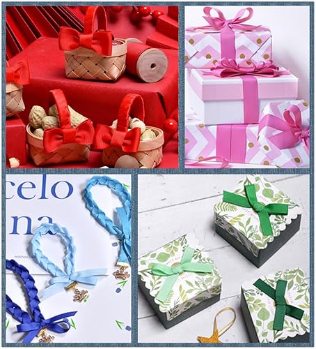 Miniatura 4 de Cinta de grogrén de color rosa intenso sólido de 1 pulgada x 100 yardas, cinta rosa fuerte para envolver regalos, decoración de boda, manualidades,