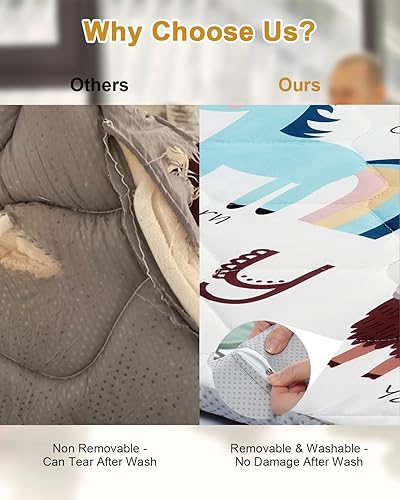 Miniatura 7 de Tapete de juego de espuma prémium para bebés de 71 x 59 pulgadas, funda extraíble y lavable a máquina, tapete acolchado extra grueso, tapete