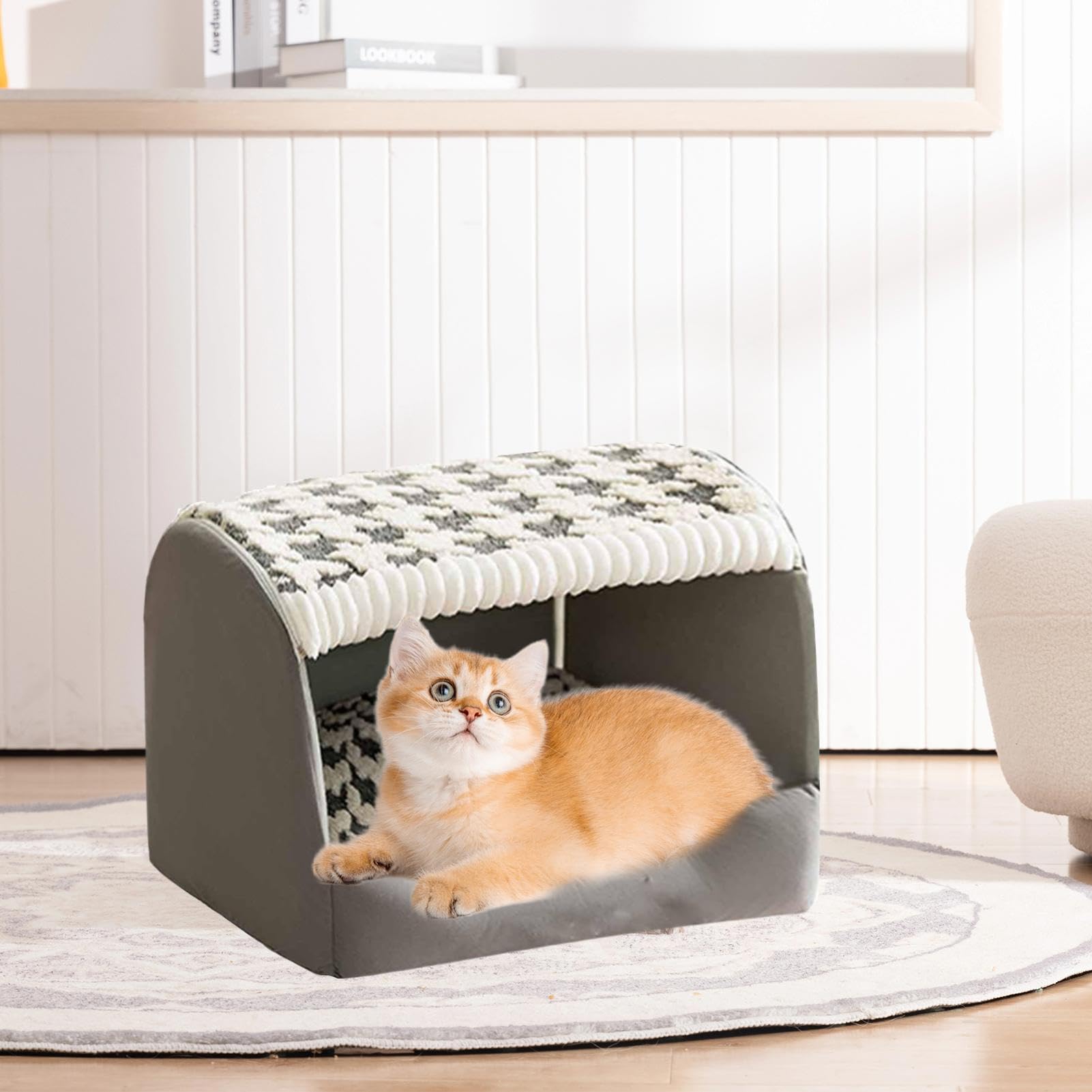 Gemütliches kleines Haustierbett | Indoor Kätzchen Versteck | Rutschfestes wasserdichtes Katzenhaus | Haustierbett für Indoor-Katzen, bequemes Katzenzubehör, perfektes Versteck für Katzen und Kätzchen