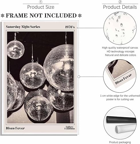 Miniatura 2 de LEKDRA Arte de pared de moda en blanco y negro retro de los años 70, Saturday Night Disco Fever Magazine, póster de revista Funky Feminist Bar Cart