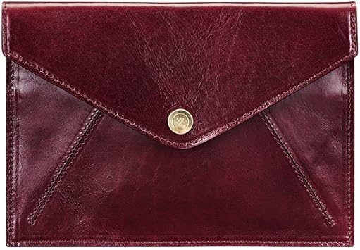 Maxwell Scott - Womens Luxury Leather Document Travel Clutch Wallet with Multiple Credit Card Slots - The Ortona Burgundy Red