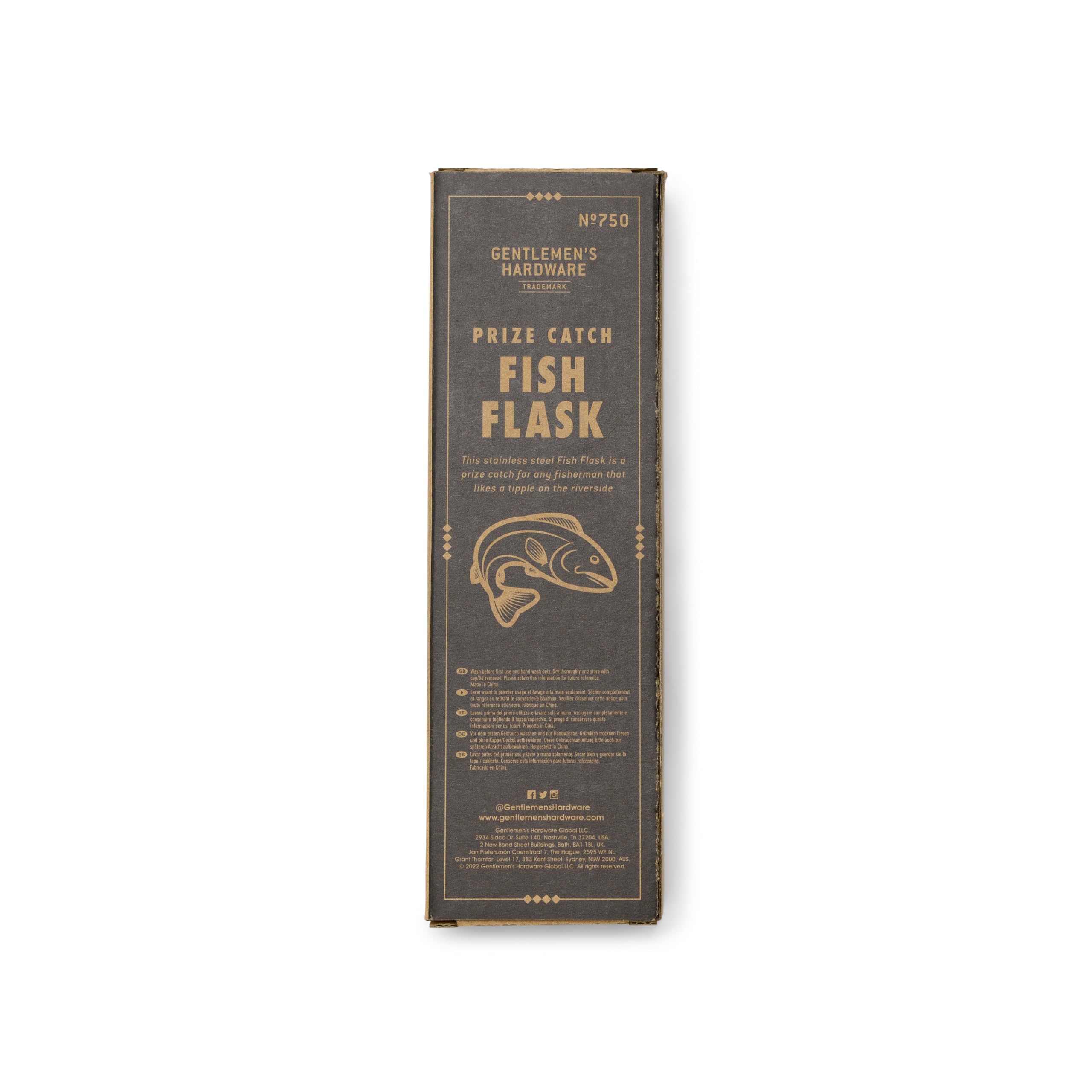 Gentlemen's Hardware Trinkflasche in Geschenkbox, Edelstahl, 130 ml, Fisch