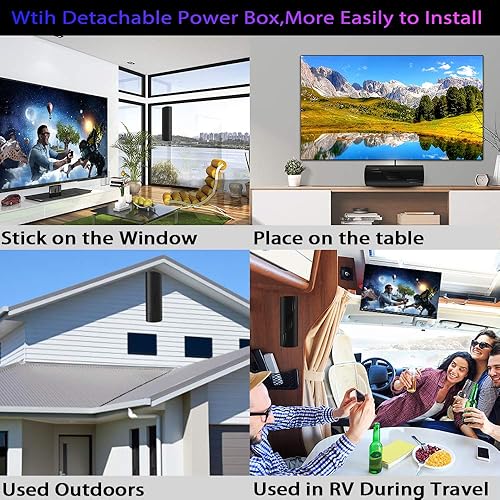 Miniatura 7 de Antena de TV de rango de más de 780 millas, antena de TV digital para Smart TV y televisores antiguos, antena HD amplificada para TV interior y