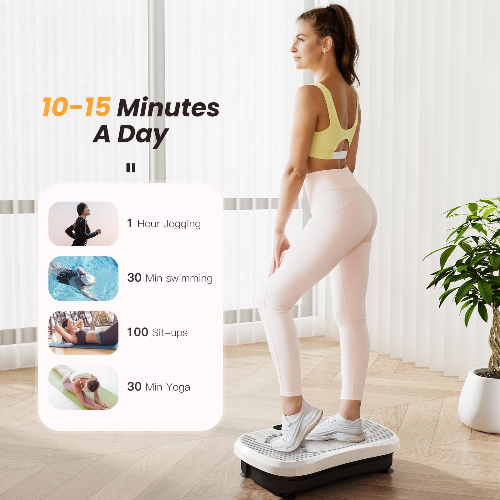 Dripex Piastra vibrante, dispositivo di allenamento 3D con 99 livelli di vibrazione, 5 programmi di allenamento, altoparlante Bluetooth, bande di allenamento