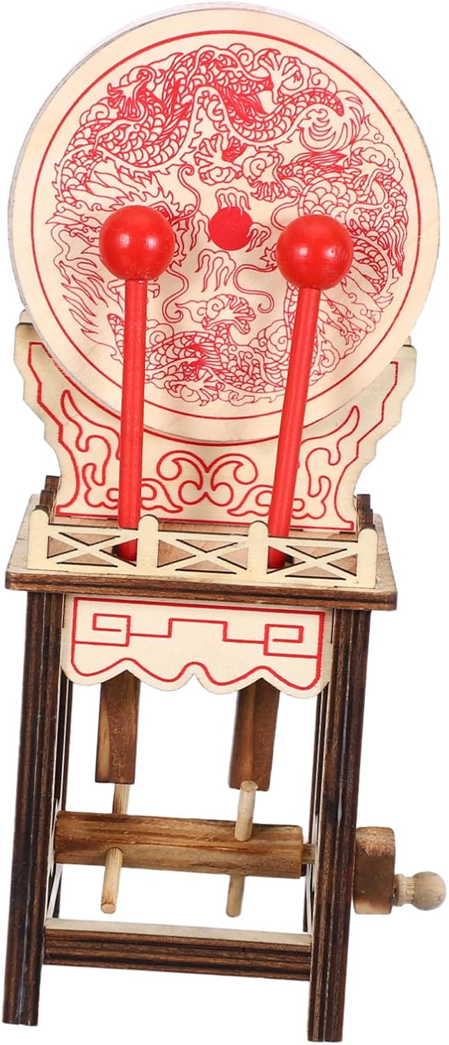 PRETYZOOM Miniature Drum Ornament for Collectors Wooden Chinese Style