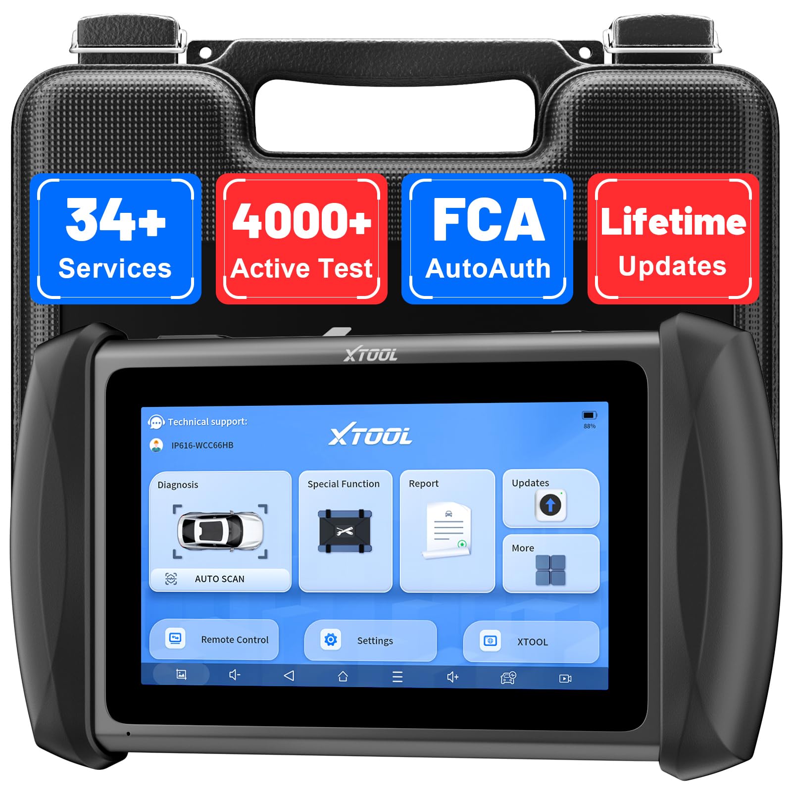 XTOOL IP616 V2.0 Bidirectional Scan Tool, Full System OBD2 Scanner Diagnostic Tool with 34+ Reset Services, Lifetime Free Updates, Active Test, CAN FD & DoIP, FCA AutoAuth, Android 10