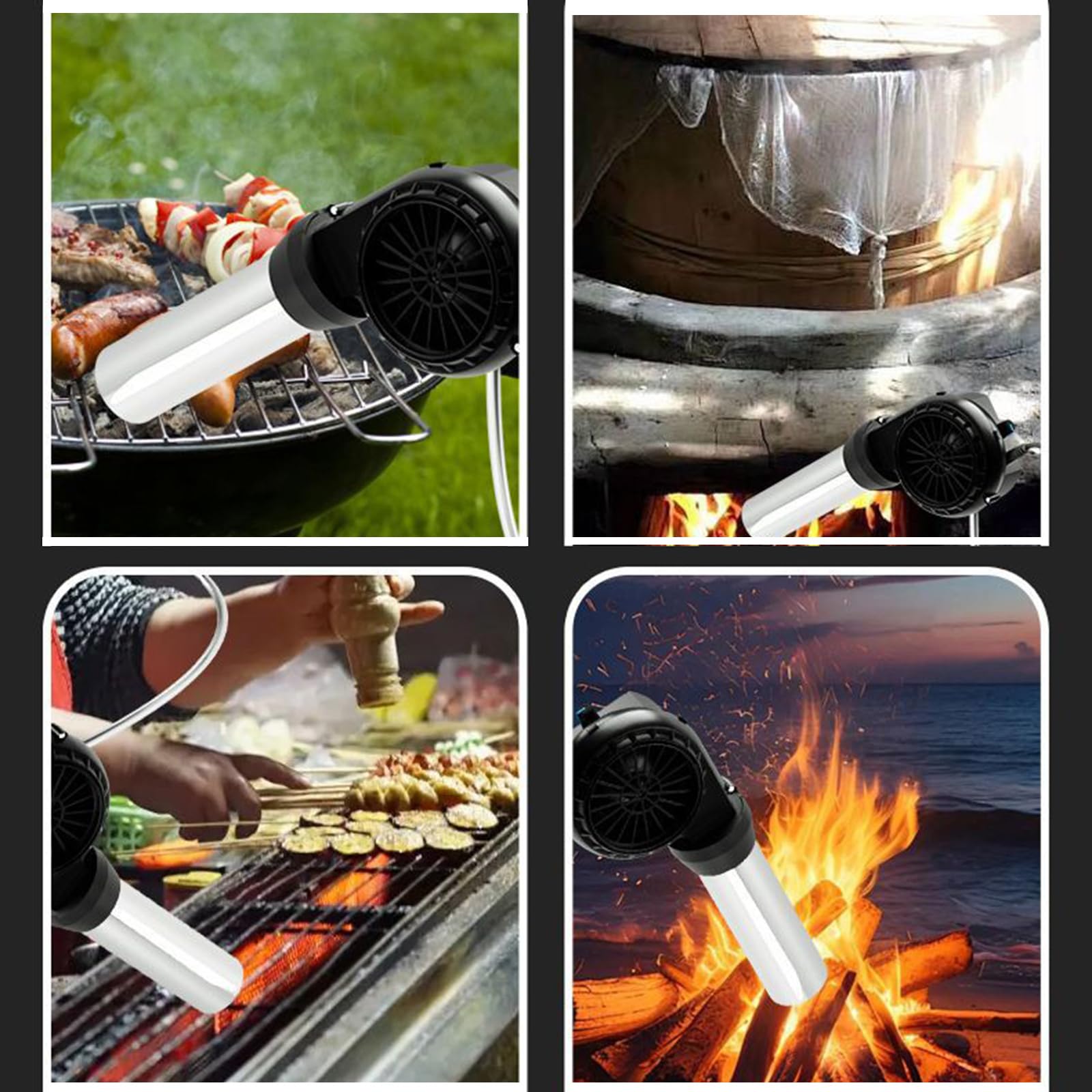 Souffleur de barbecue pour cuisiner en plein air - Rechargeable USB - Avec tube en aluminium