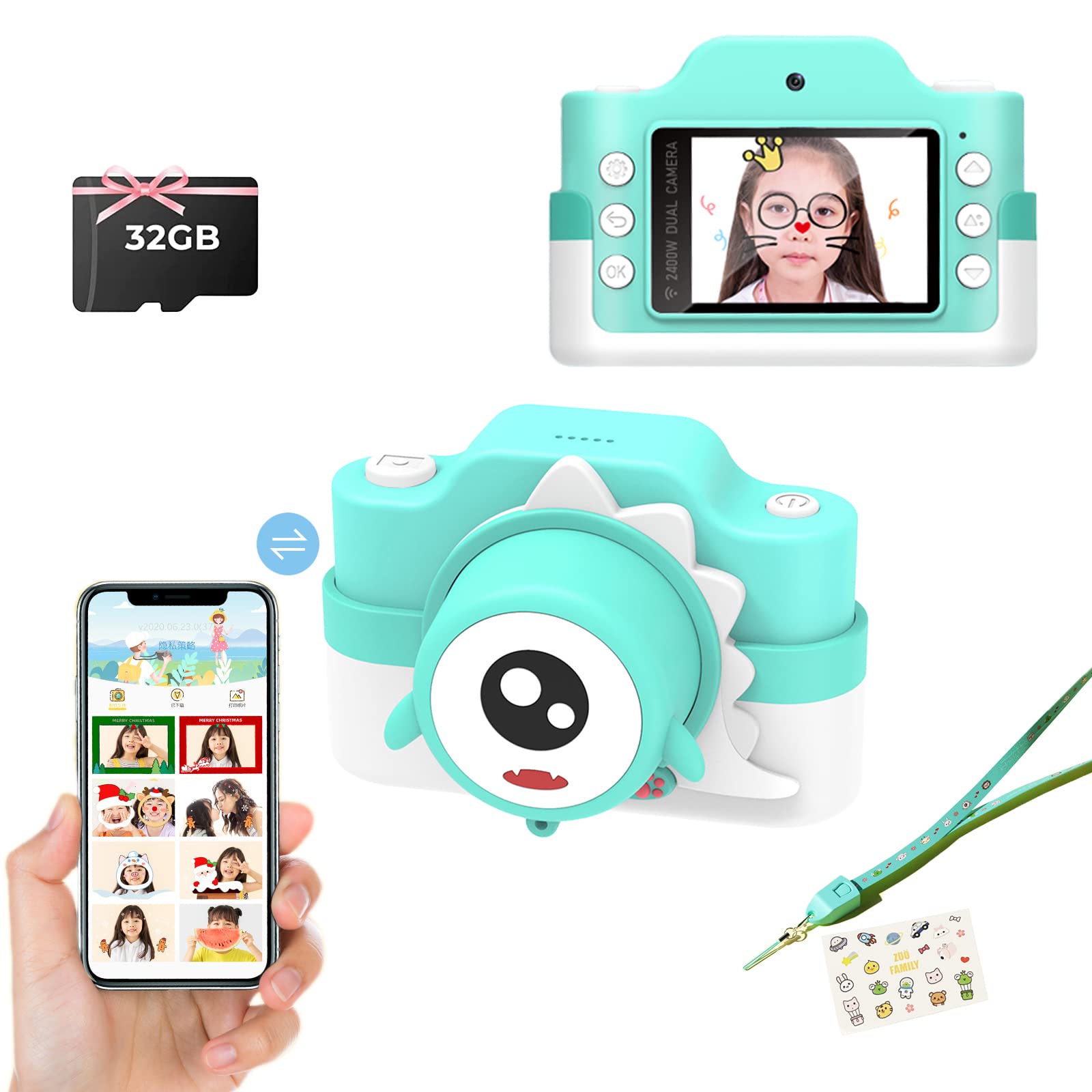 Sofortbildkamera Für Kinder - Mit 32GB Speicher & Druckfunktion, Perfektes Geschenk Für 3-12 Jährige