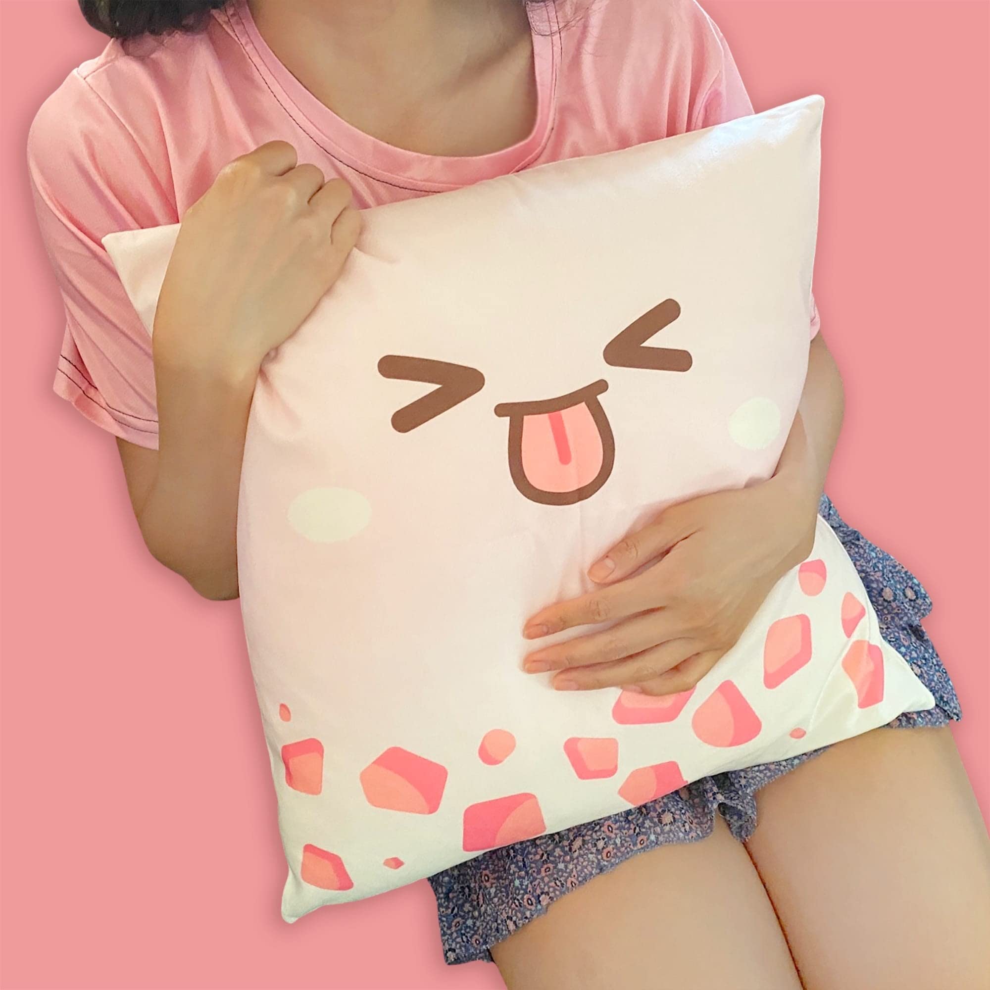BelugaDesign Graziose federe per cuscini, confezione da 4 pezzi, motivo anime Boba Bubble Tea, Kawaii, per ragazze (45 x 45 cm, 4 multicolori)