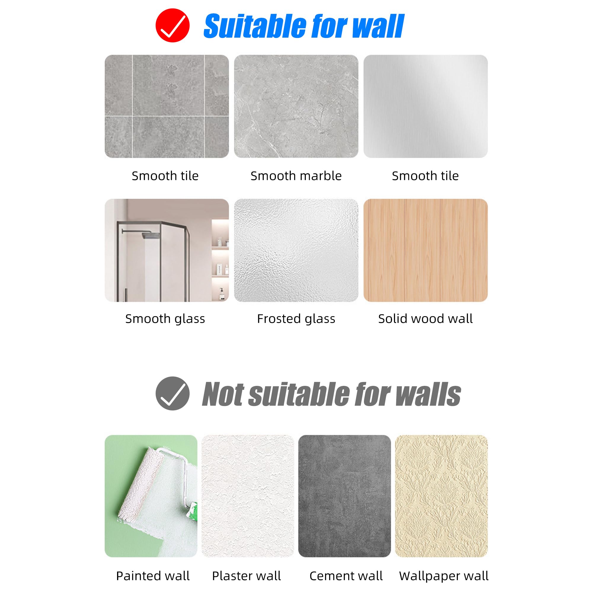 Soporte Secador de Pelo de Aluminio Veki, Porta Secador Sin Taladrar, Montaje en Pared, Colgador para Baño (Gris)