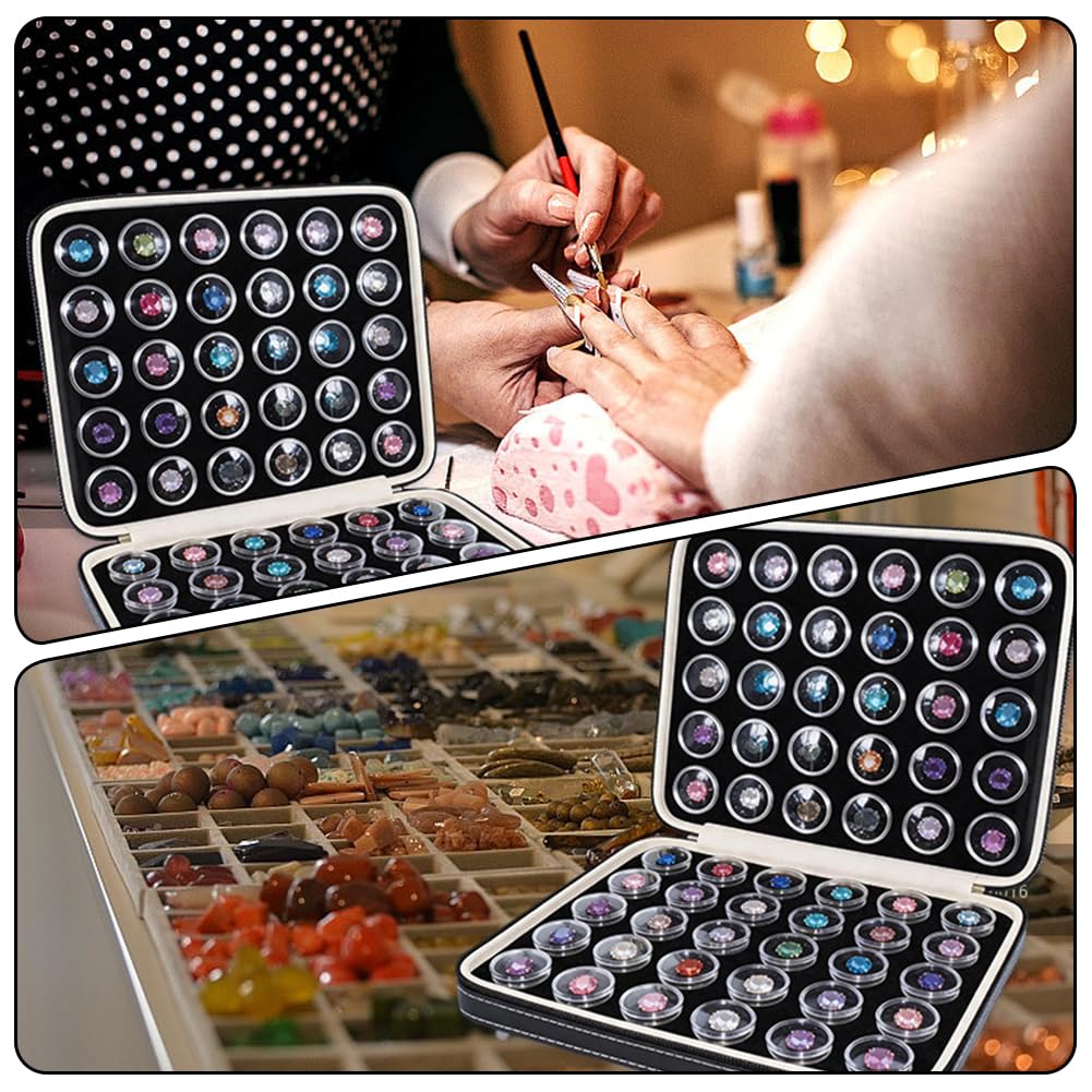 CREATCABIN 60 Pieza de Estuche para Exhibición de Gemas con Inserciones de Espuma Negra Bandeja para Exhibición de Diamantes 1.3" Cajas de Almacenamiento Piedras Preciosas Organizador 25.8x20.5x6.5cm