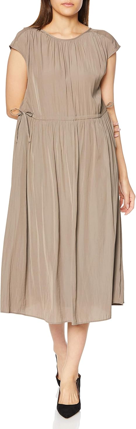 Amazon Co Jp ナチュラルビューティーベーシック ワンピース 割繊サテンギャザーブラウス ワンピース レディース ライトモカブラウン 日本 S 日本サイズs相当 服 ファッション小物