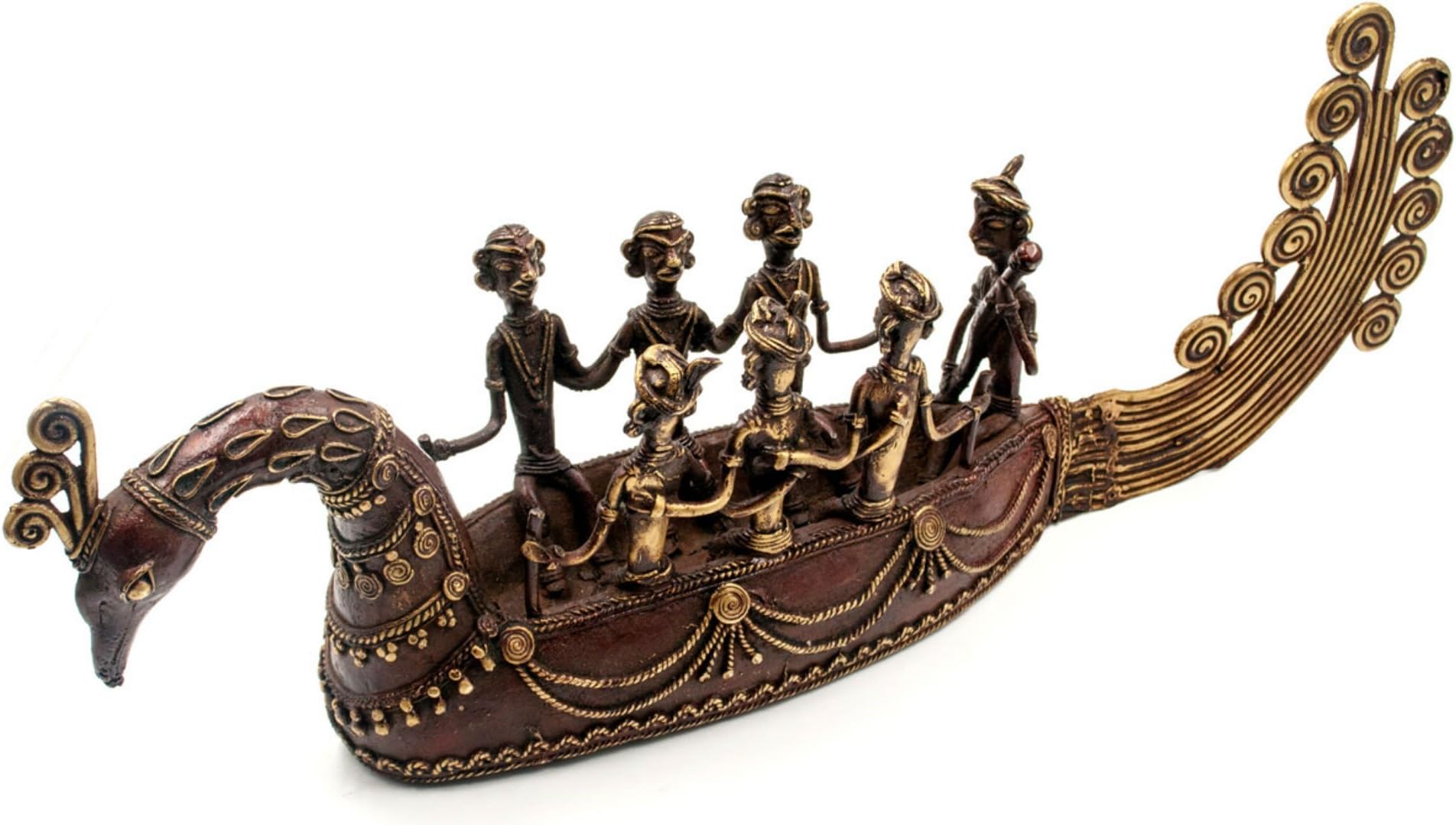 Ethnic Dhokra Art Sculpture - Large Peacock Boat