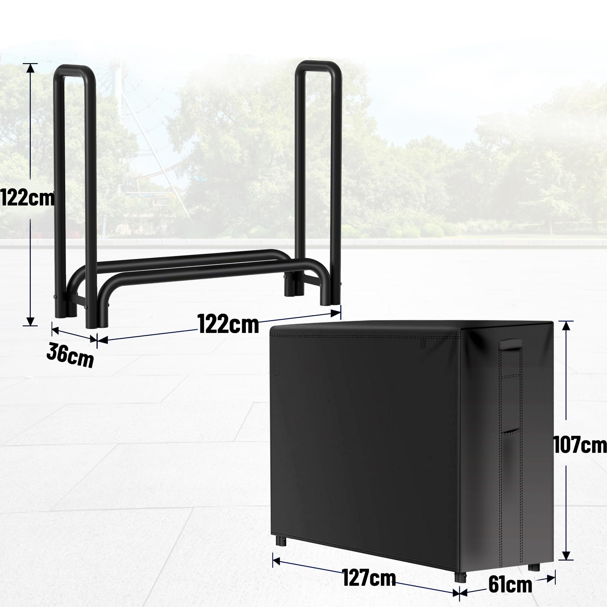 Amagabeli 121cmx105cmx30,48cm Estante de leña de Largo Estante de Registro de Chimenea Soporte de leña para leña al Aire Libre Tarea Pesada Bastidor de leña Titular de leña Apilador de Madera