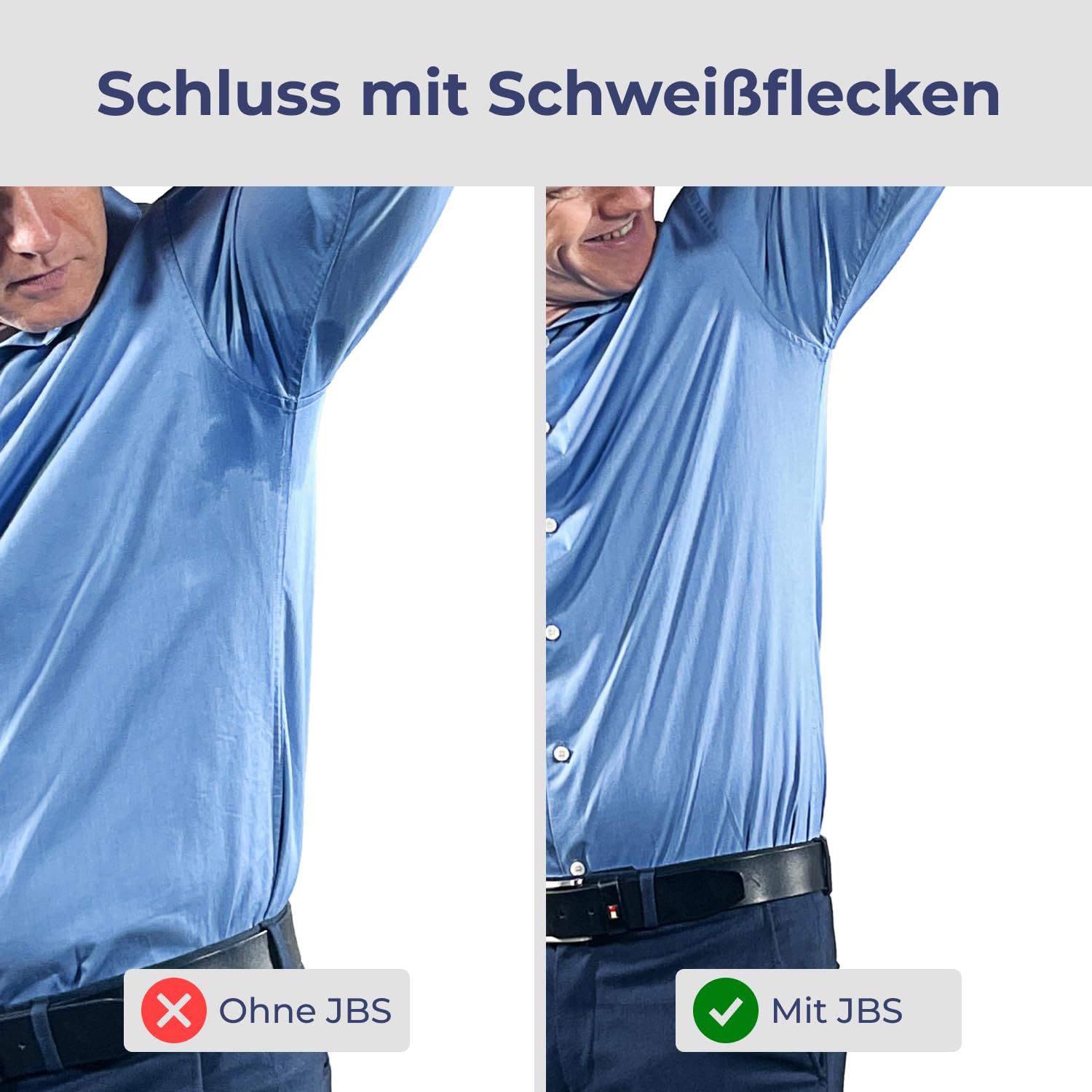 jbs Camiseta interior antisudor para hombre, resistente al sudor con tecnología de membrana, bambú y algodón, protección contra manchas de sudor, paquete de 1 unidad