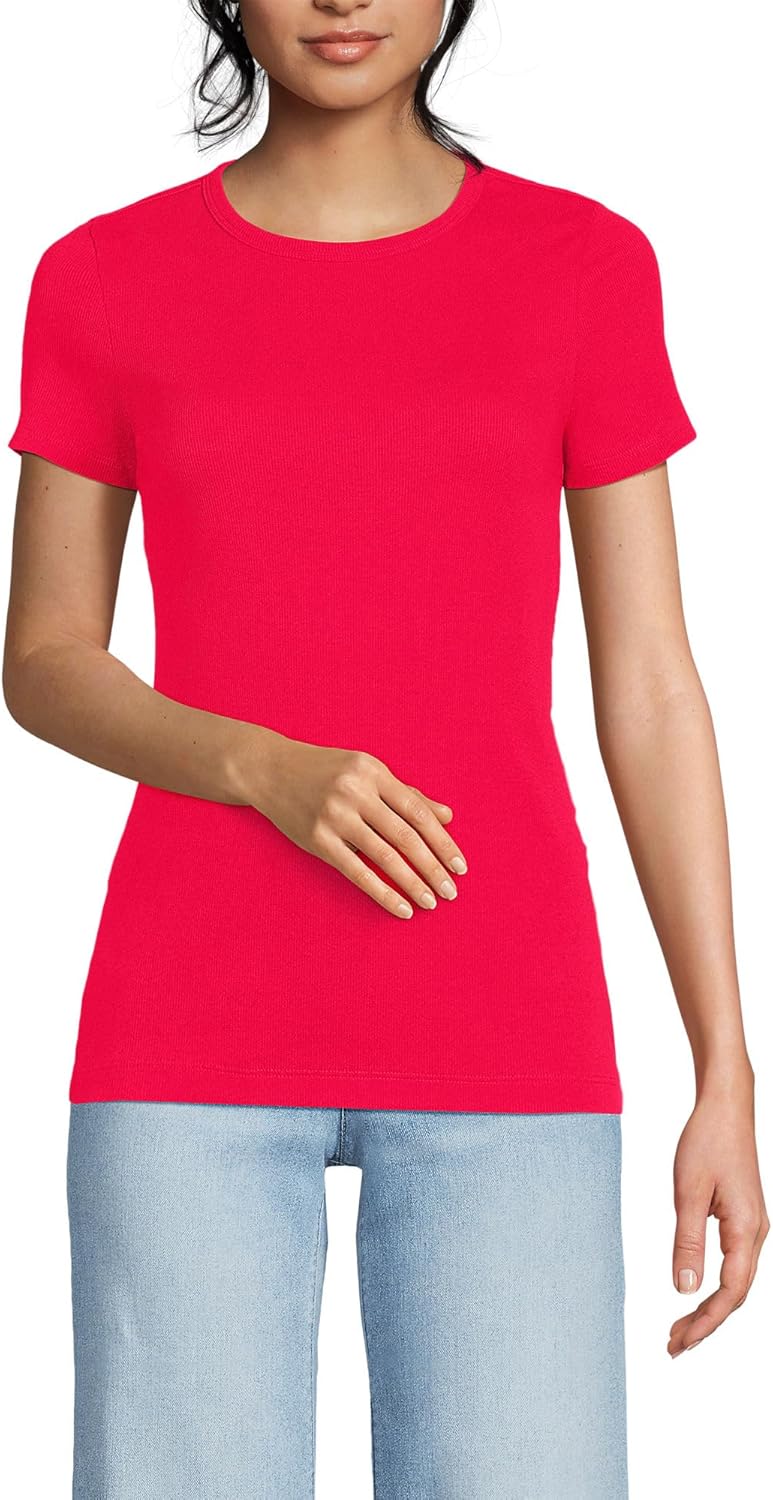 Lands' End Women's Cotton Rib Knit T-Shirt