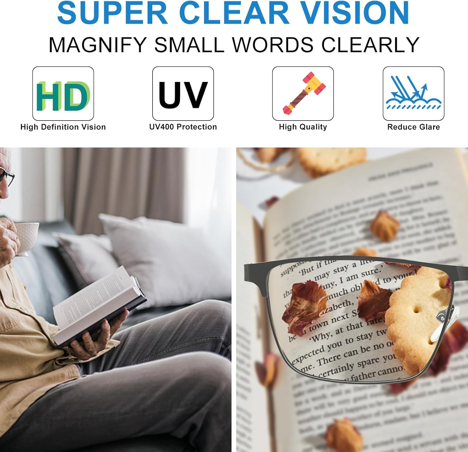 4 Packs Metal Reading Glasses Men Spring Hinge Readers 1.0 1.25 1.5 1.75 2.0 to 3.5