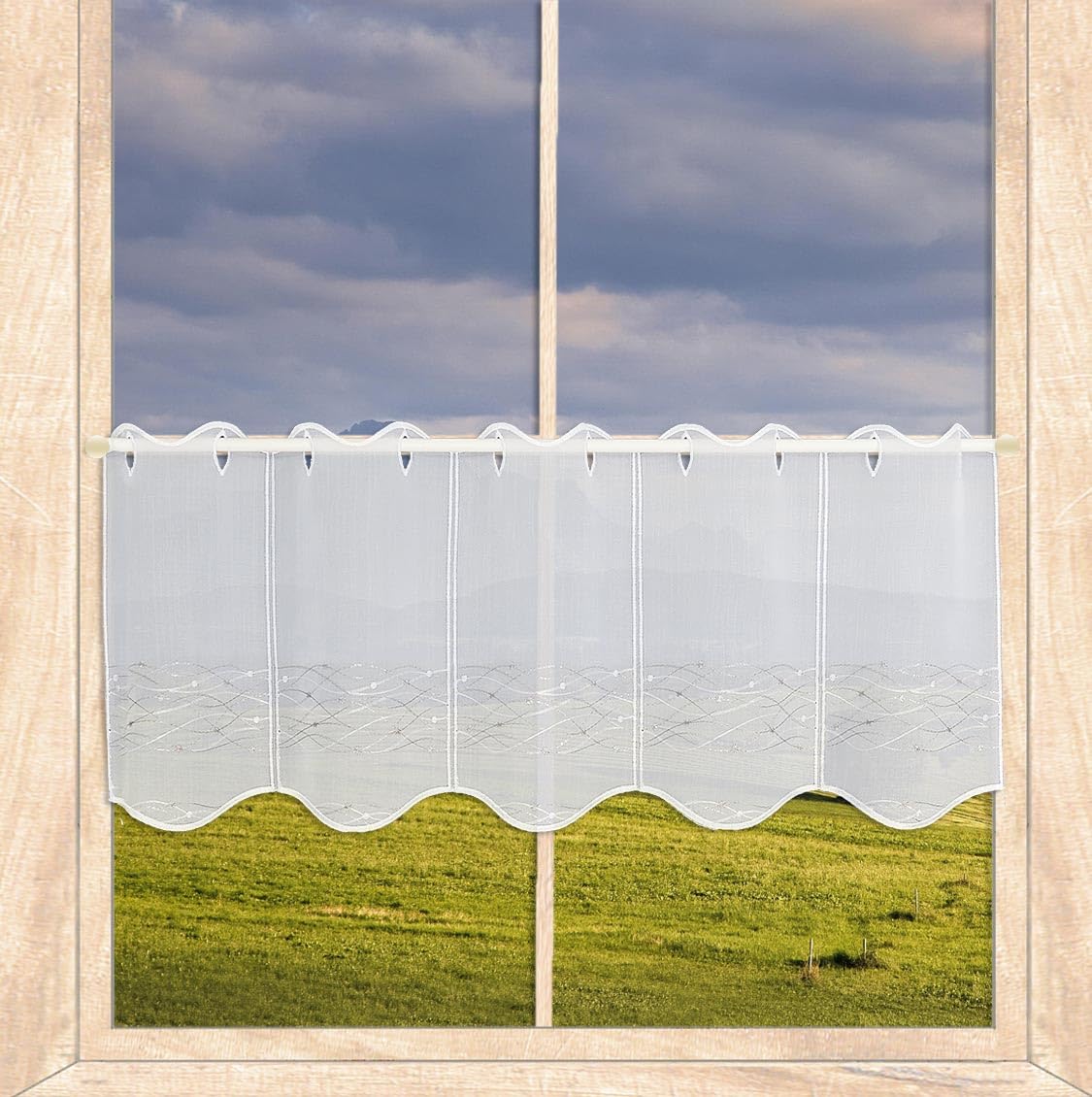 atelier alles-Spitze Stickerei-Scheibengardine Sina HxB 30x208cm