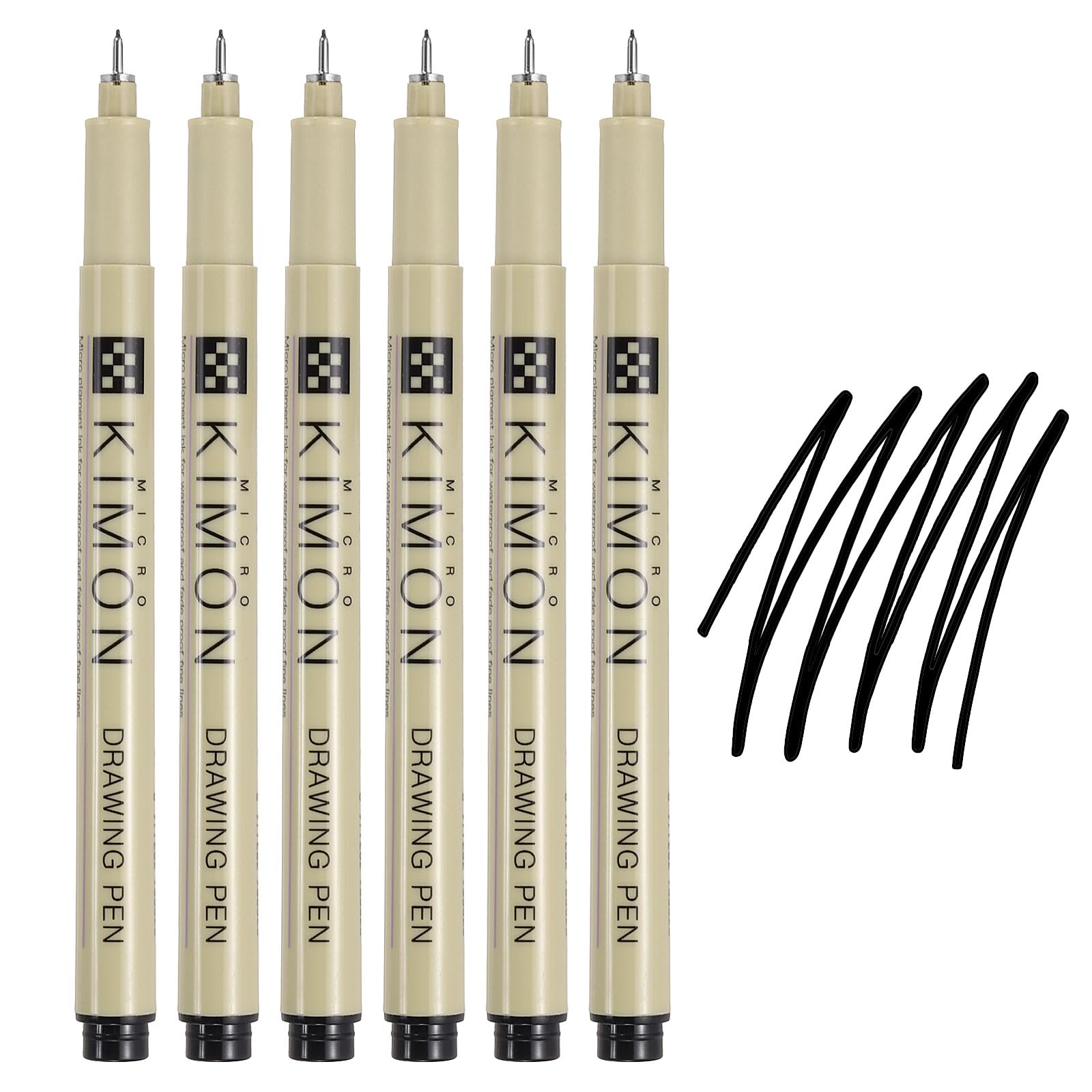 PATIKIL Fineliner Pens, 0.3mm Fine Points Drawing Pen Waterproof Inking Markers Liner Artist Watercolor Supplies Drawing Kit for Adult Sketching Journaling, Pack of 6