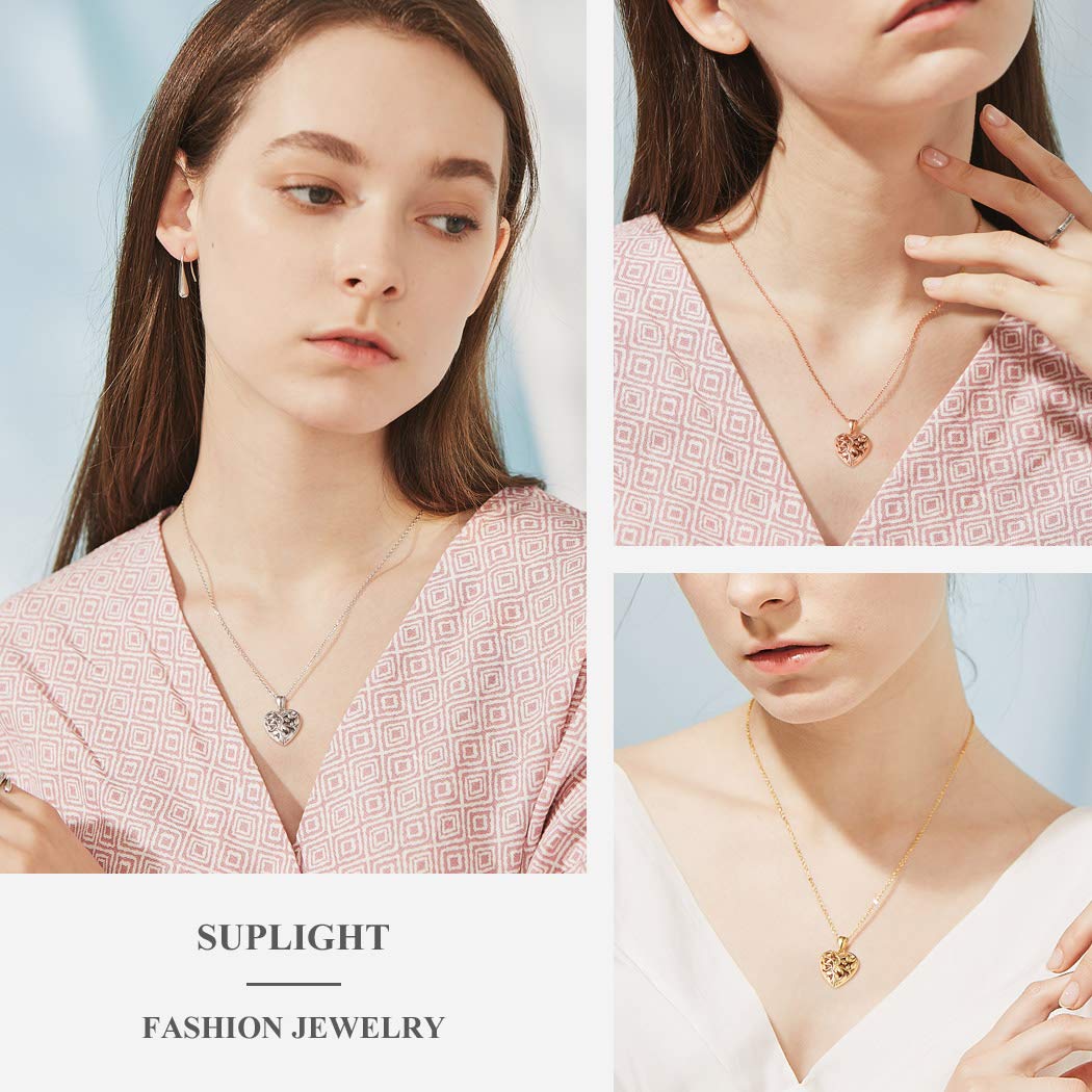 Suplight Collana Personalizzata con Foto a Medaglione Cuore Apribile Collana da Donna Personalizzata Placcato Oro 18K Oro Rosa Confezone Regalo