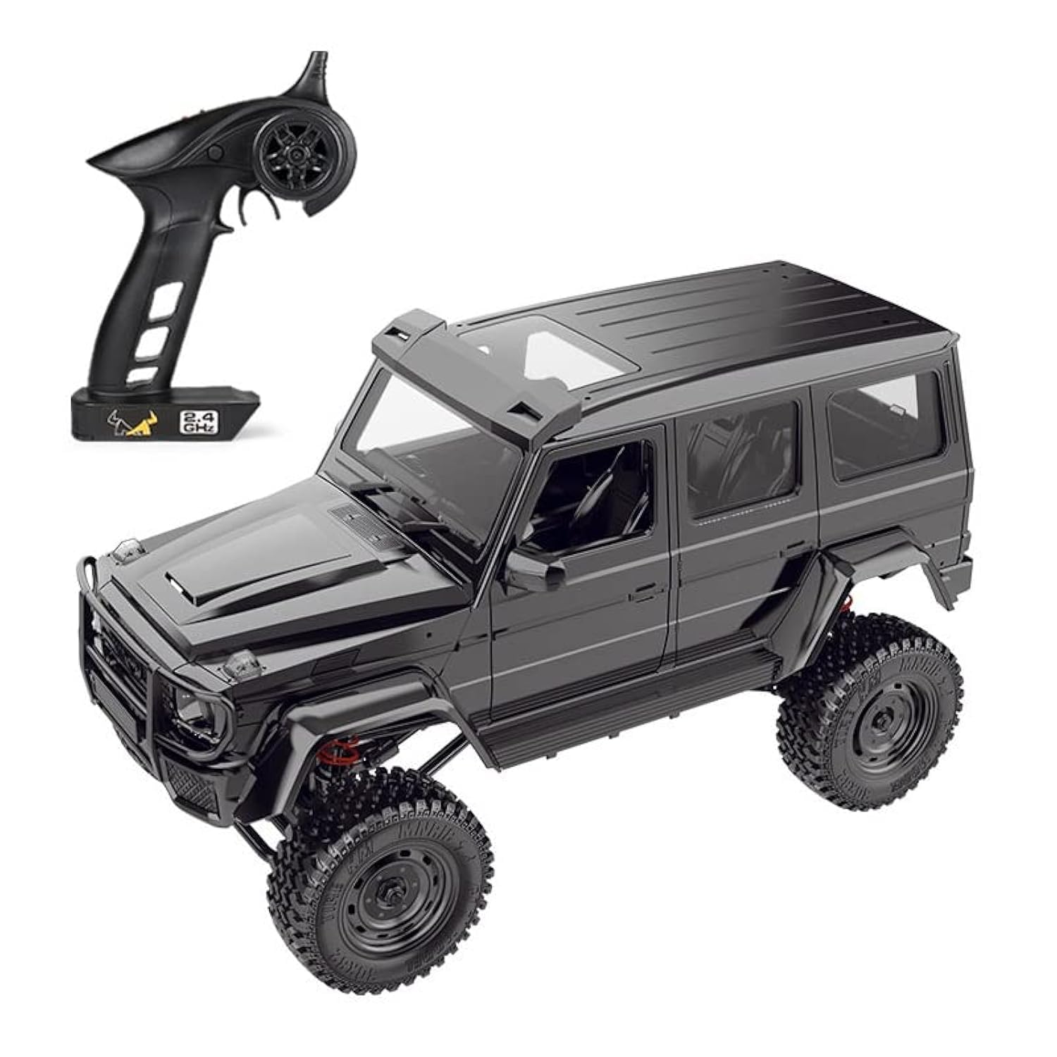 FMTStore R/C MN-86 4WD 1/12 2.4G Monster Truck Remote Control G500 RC Car Rock Crawler Climbing Off Road Truck w/Headlight RTR Vehicle Models for Kids and Adults - Black