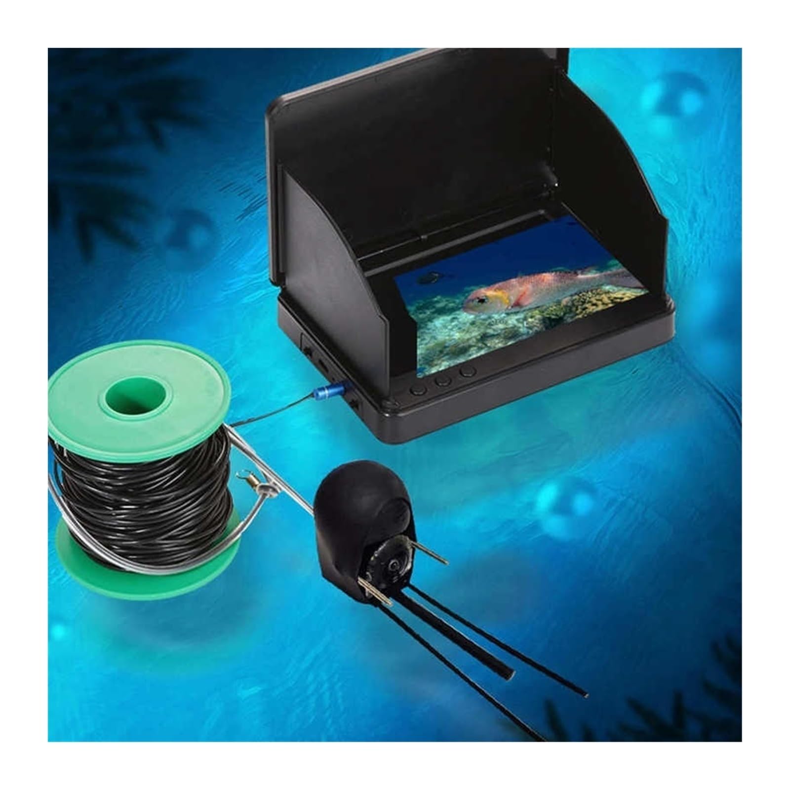 Buscador de Peces, Buscador de Peces portátil con Pantalla IPS 4,3 Pulgadas, Detector Visual LCD, cámara Pesca submarina, IP67, Resistente al Agua