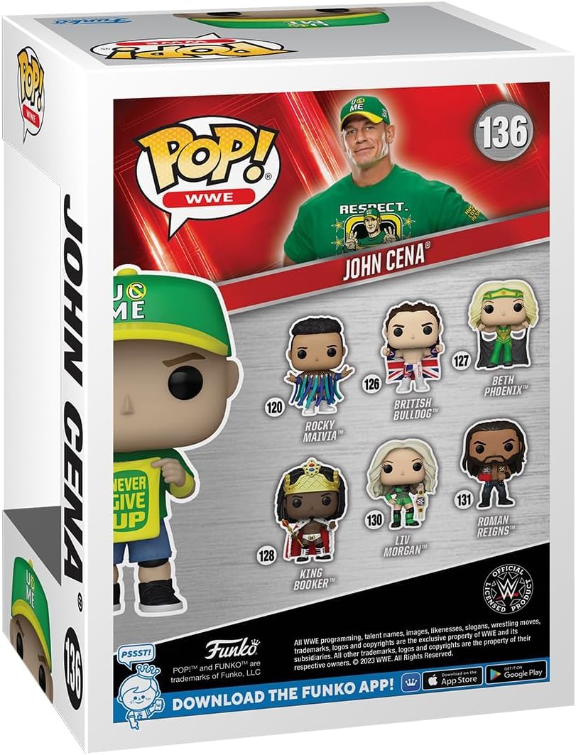 POP WWE: John Cena (Never Give Up) Funko Vinyl Figure (Bundled