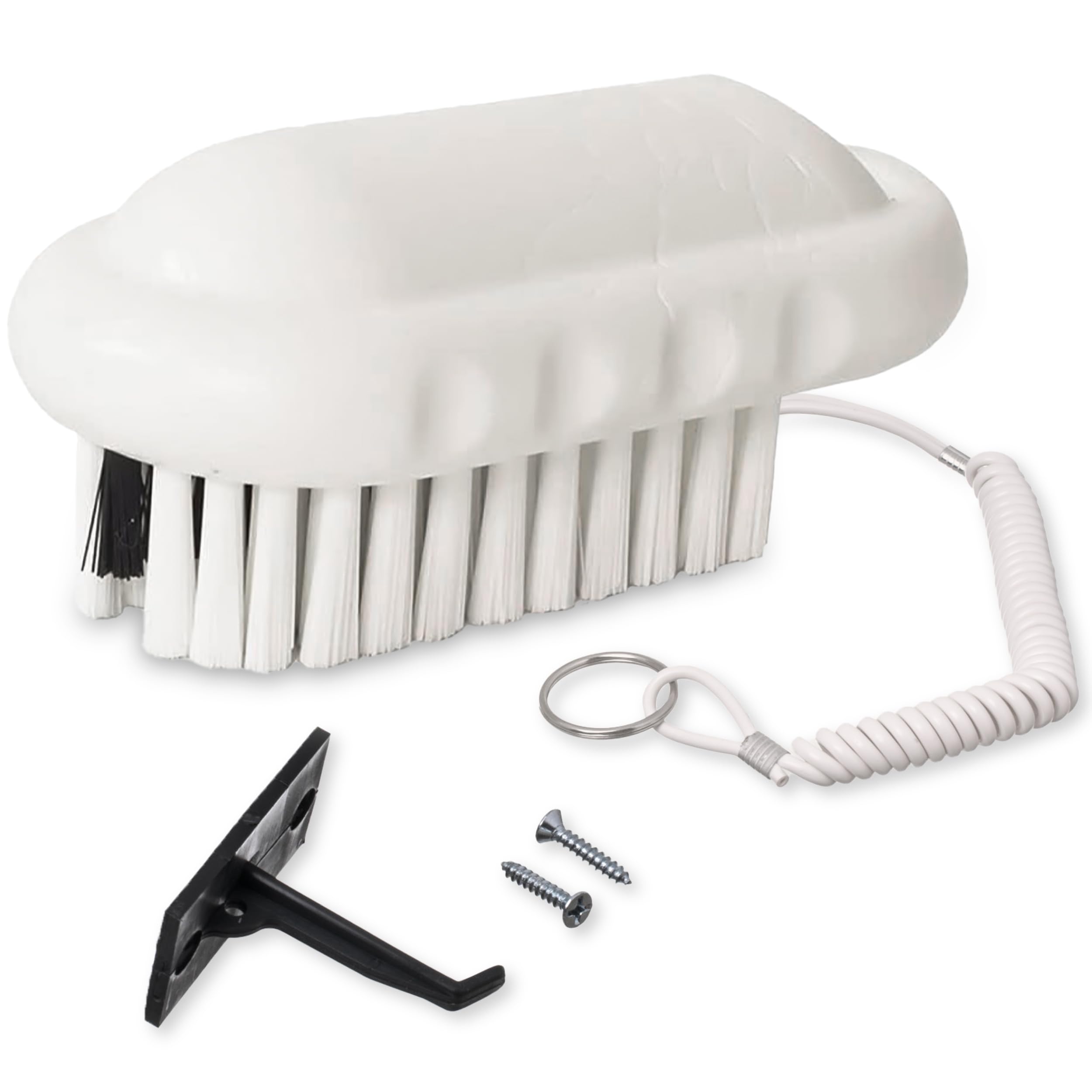 SPARTA - Spazzola per unghie di grado commerciale, resistente, con setole rigide, per giardinieri, meccanici e personale di ristorazione, in plastica, 12,7 x 5,6 cm, bianco