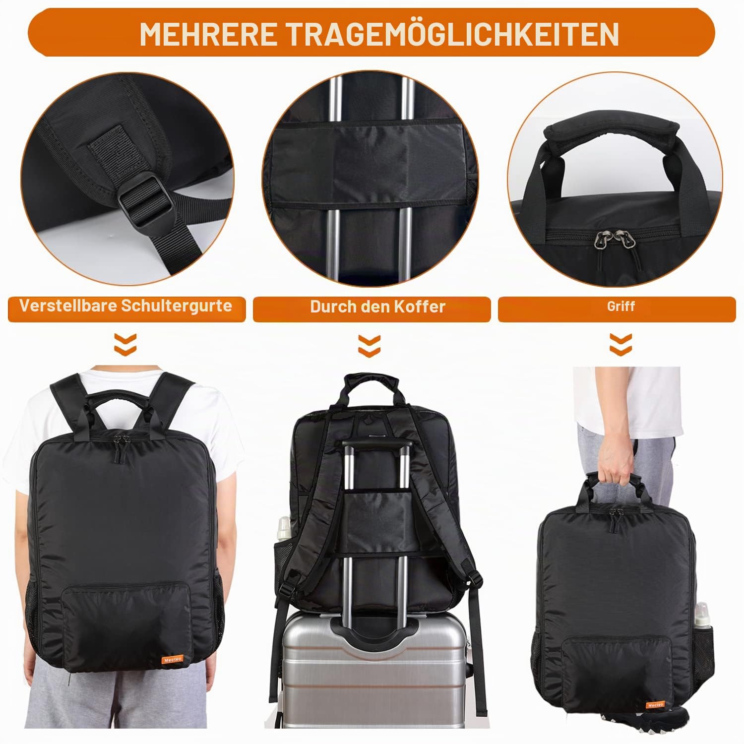 Mactso Kinderwagen-Reisetasche, kompatibel mit GB Pockit und GB Pockit Air Plus All Terrain, Leichter Kinderwagen-Reiserucksack für Flugzeug (Schwarz, M)