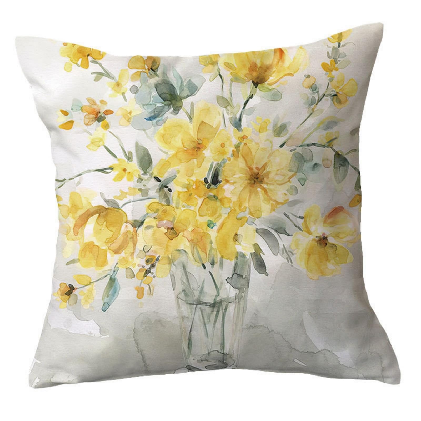 wxlmom Cushion Covers 40cm x 40cm Yellow Flower Pillowcase Invisible Zipper