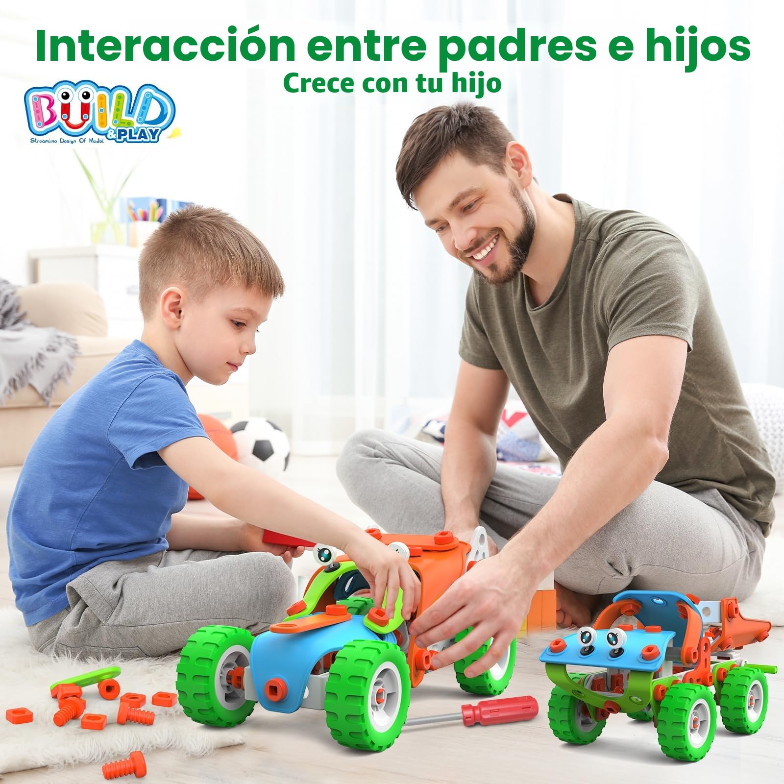 MOONTOY Juguetes Construcciones para Niños 4 A 8 Años, Kit De Construcción Creativa 10 En 1, Juego De Construcción De Ingeniería 185 Piezas para Niños,Educativos Regalo para Niños 4 5 6 7 8 9 Años