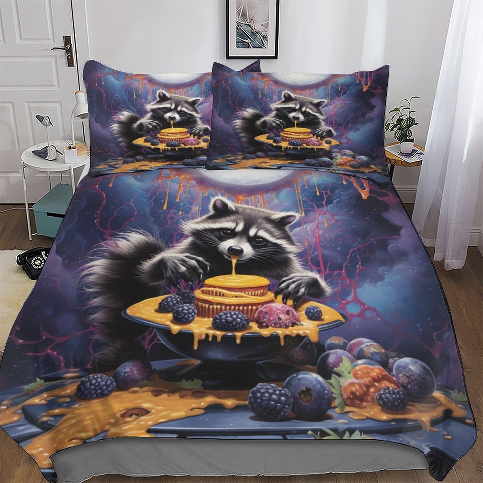Housse de couette raton laveur king size pour une chambre ado ou adulte chaleureuse