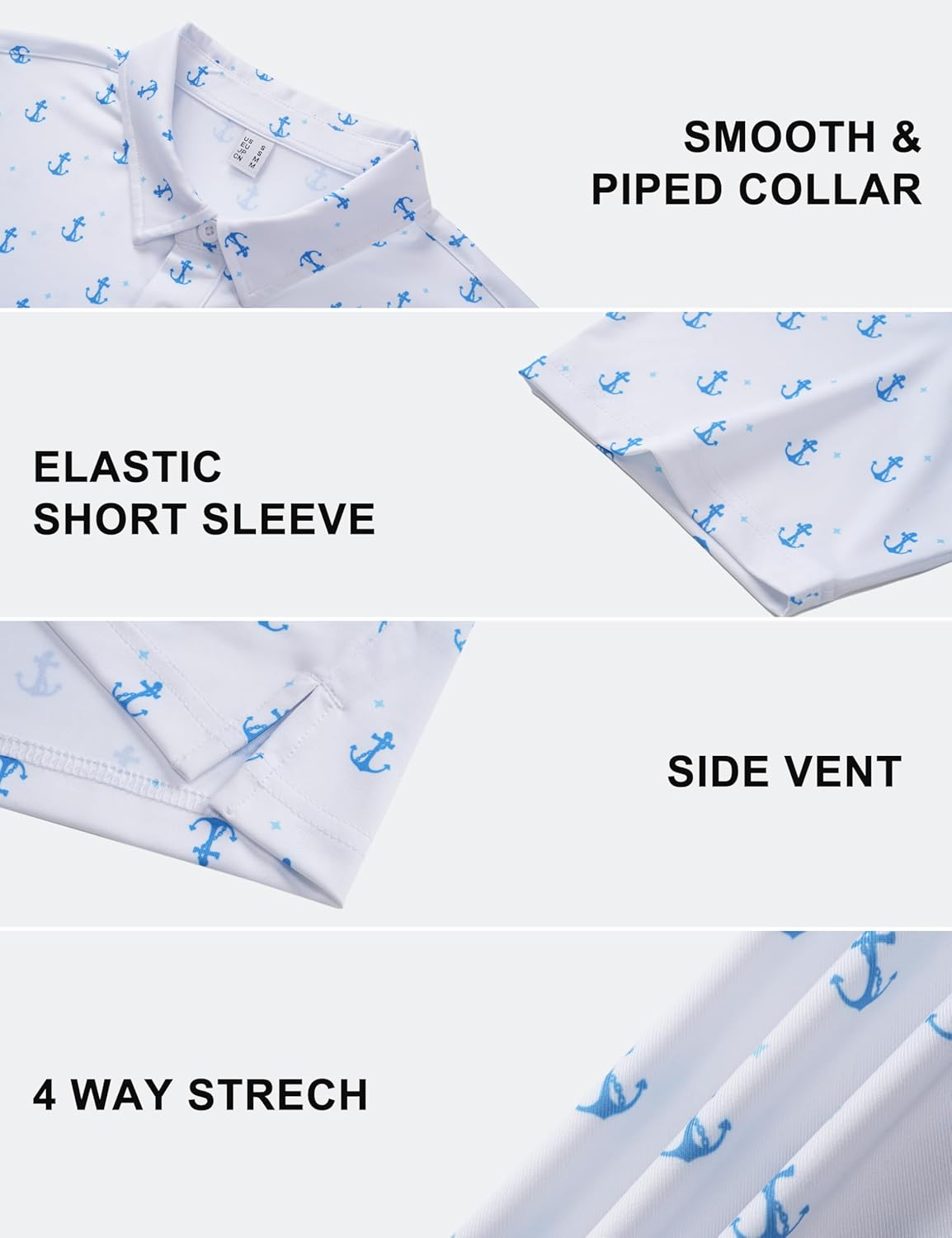 Cotrasen Mens Golf Polo Shirts Short Sleeve Quick-Dry Print Tee Shirt Moisture Wicking Performance Polo Strech Shirts - Image 6