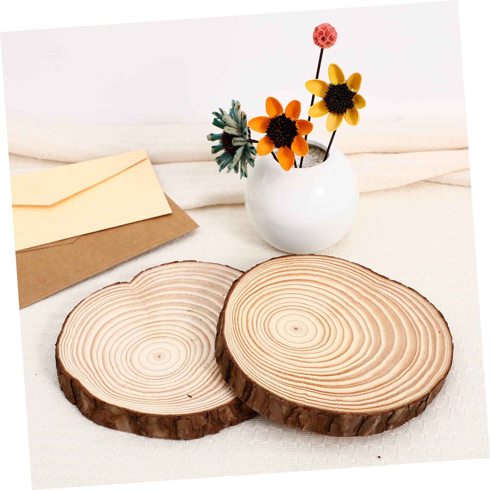 OSALADI 2 Pezzi Dischi in Legno Rotondi Non Finiti con Corteccia per Addobbi Natalizi e Decorazione Casa Fai da Te