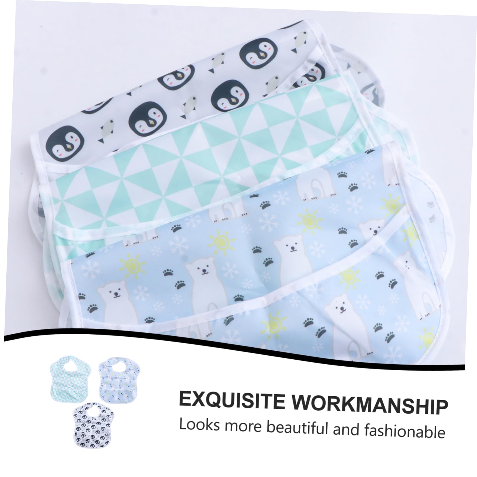 VICASKY 9pièces Bavoirs Étanches Pour Garçon Fille Avec Motifs Ours Et Pingouin Bavoirs Amovibles Pour Repas Garçon Fille Accessoires De Nourriture Pour Garçons