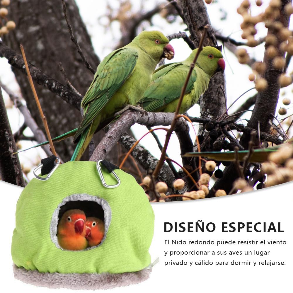 Voarge Nido Colgante para pájaros, Invierno cálido Nido de pájaro Jaula, Felpa de Invierno para Pájaros Casa de Peluche para Animales Pequeños, El tamaño del Color es Opcional (M, Gris Verde) — view 2