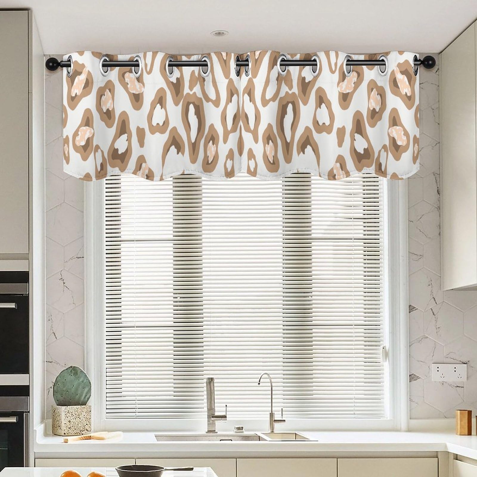 Cenefas de cocina de guepardo marrón juego de 2 paneles Chinoiserie de 52x18 pulgadas para ventana