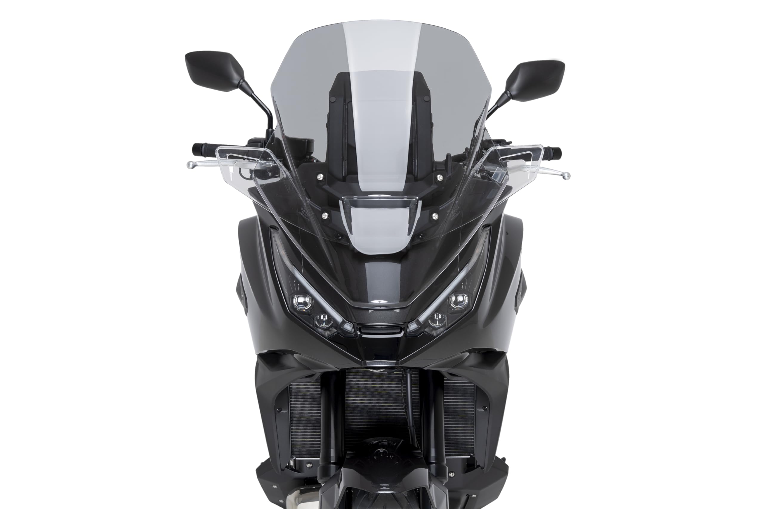 Puig 22402H Cúpula Touring alta y aerodinámica en acrílico CN de 4 mm con perfil redondeado, zona superior plana y deflectores que mejoran protección, Ahumado