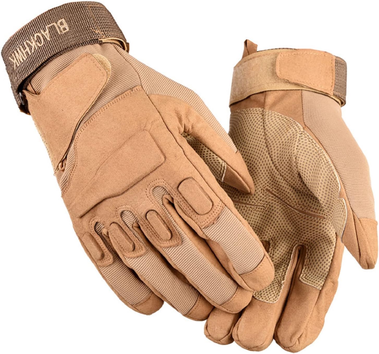 Nylon Tactical Military Gloves - Full Finger Hand Protection Knuckle Gloves For Shooting, Training, Motorcycling, Climbing, Cycling, Gym (Brown)